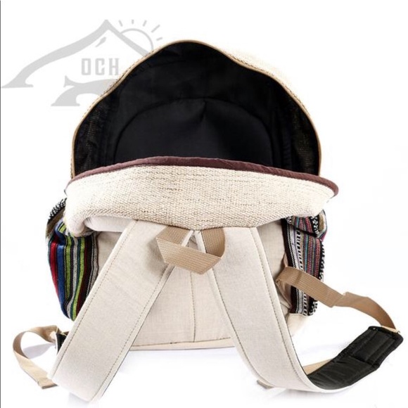 100% Handmade Multi Pocket Hemp Backpack - Picture 4 of 7